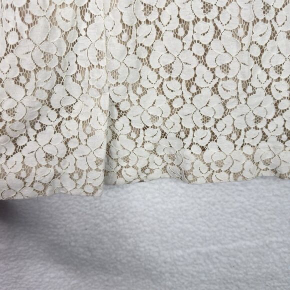 Ann Taylor Size 14P Sleeveless Lace Mid Dress Beige Ivory Lined Overlay Elegant - Picture 11 of 14
